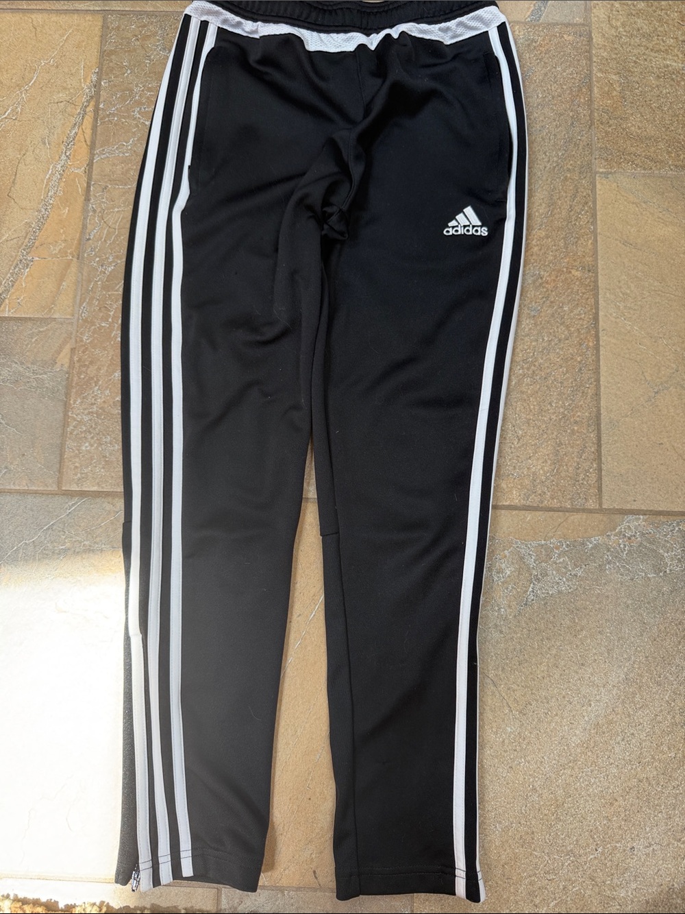 adidas Black Joggers with White Side Stripes - Kids